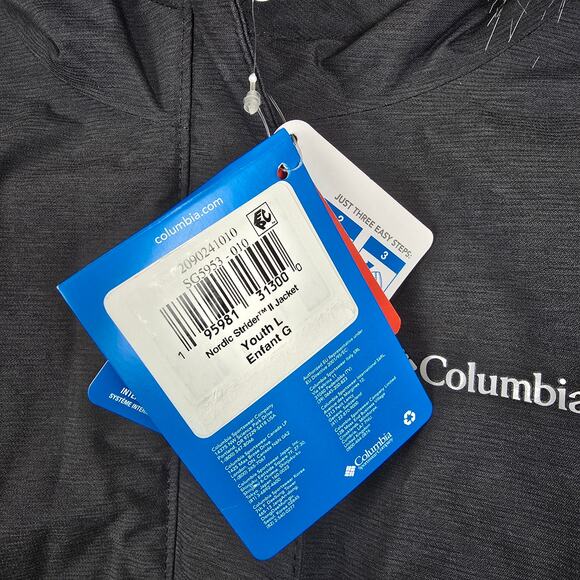 Columbia Youth Size L/14-16 Nordic Strider II Jacket Black Omni-Heat Waterproof - Picture 2 of 6